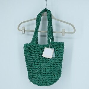 Shiraleah Chicago Anthro Sam Tote Green Paper Straw‎ Woven Shoulder Bag NWT